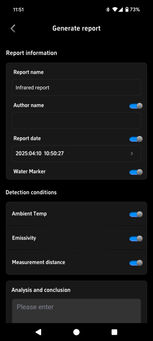 Generating image report from Temp Master app. 