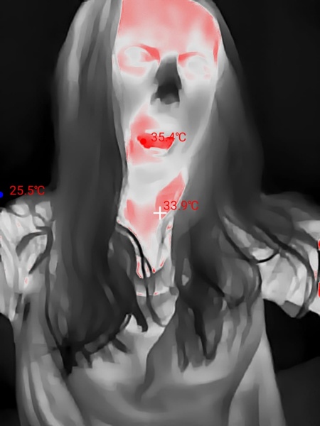 Creepy selfie taken with the Thermal Master P2 camera. 