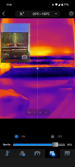 Picture-in-picture mode view on Temp Master app on Android.