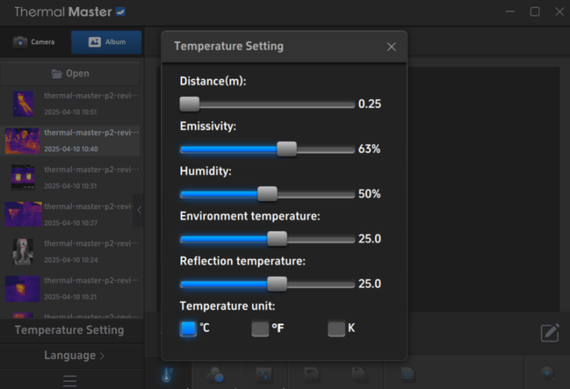 Thermal Master app on Windows view.
