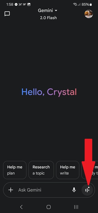 Setting up Gemini Live for the first time.