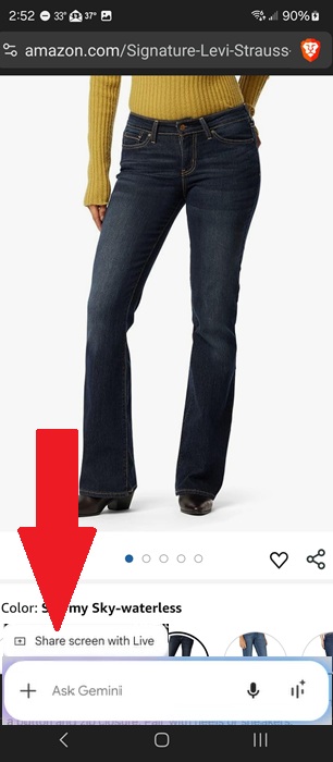 Getting clothing tips with Gemini Live.