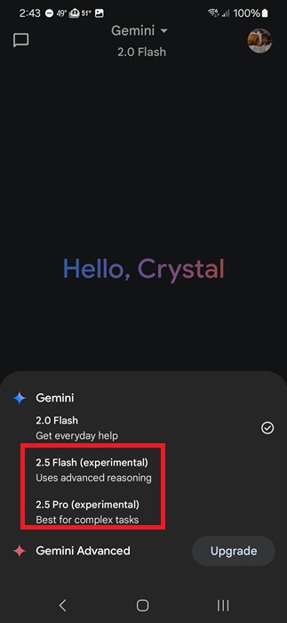 Accessing Gemini Advanced free pro models.