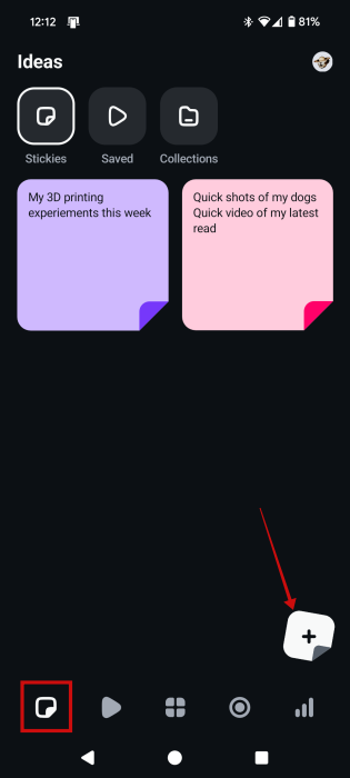 Adding notes with ideas via Instagram Edits app.