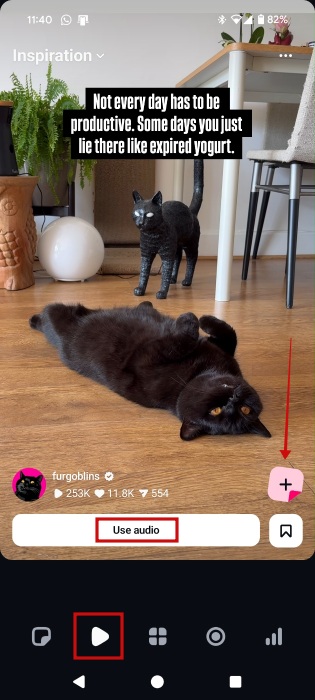 Checking the Inspiration tab in Instagram Edits app. 