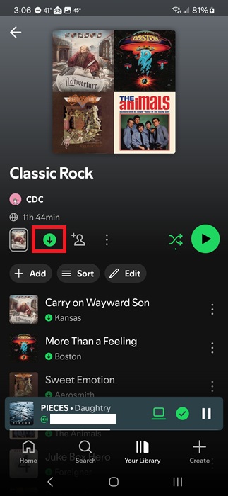 Downloading a playlist.