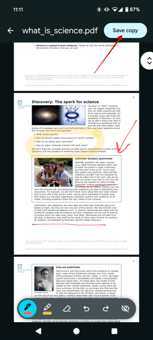 Editing PDF from within Chrome browser on Android.