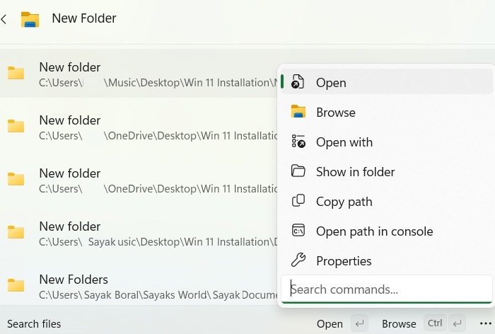 Open selected files directly from Command Palette.