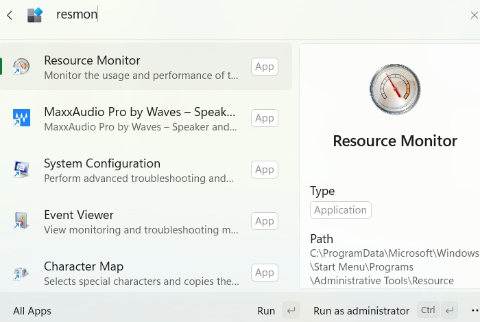 Search For Applications in PowerToys Command Palette, "All Apps."