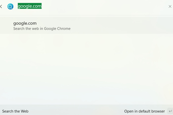 Doing a web search using Command Palette.