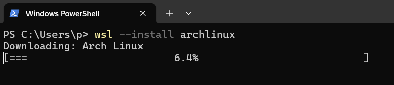 Downloading Arch Linux In Windows PowerShell On WSL.