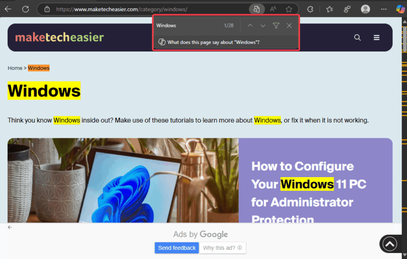 Edge Find On Page Suggestions