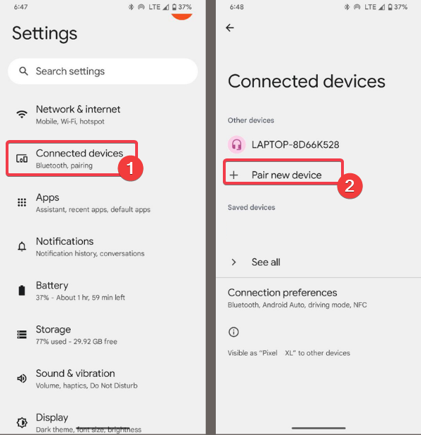 Pair New Devices On Pixel