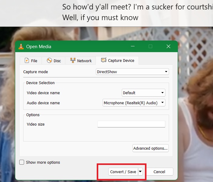 Capturing live captions in VLC Classic Player and converting/saving it.
