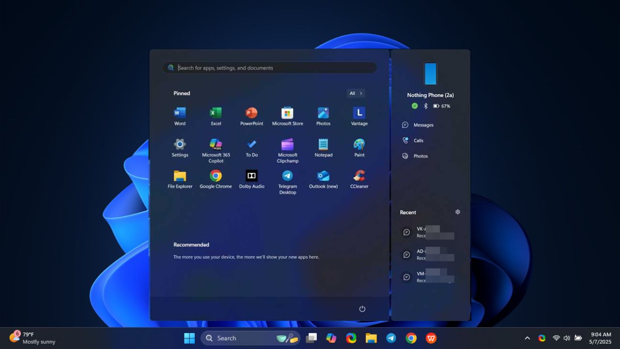 How to Access Your Phone from Windows 11 Start Menu