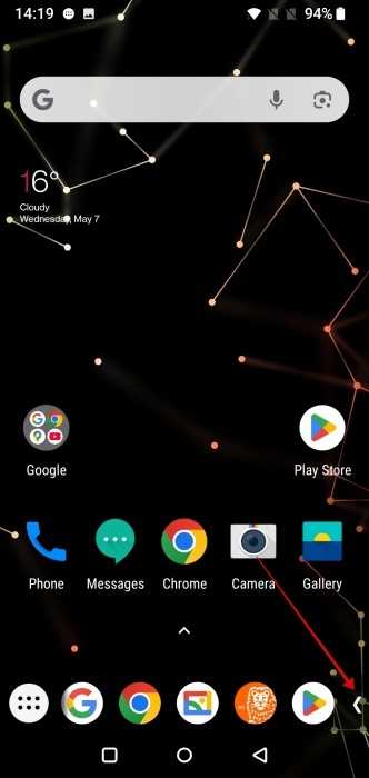 Taskbar view on Android device. 
