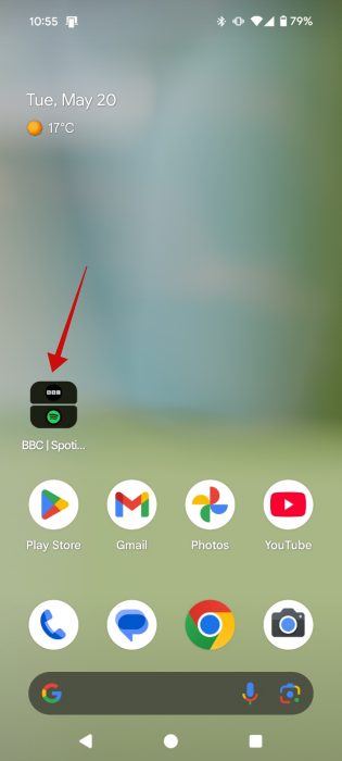 Viewing App pair on Android homescreen.