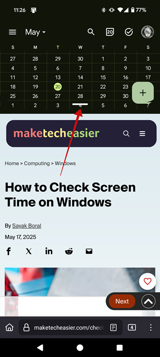 Apps in split screen mode visible on Android phone. 