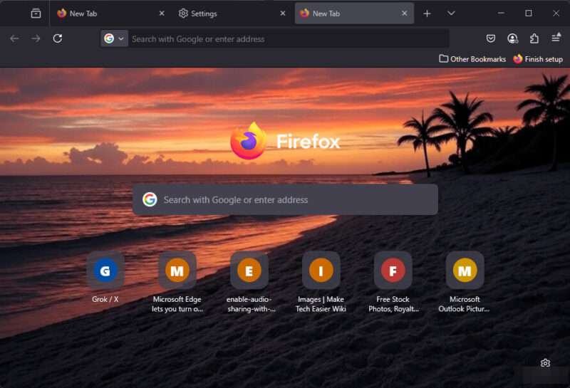 Background Image New Tab Firefox