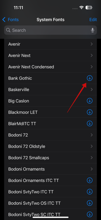 Installing additional system fonts on iPhone.