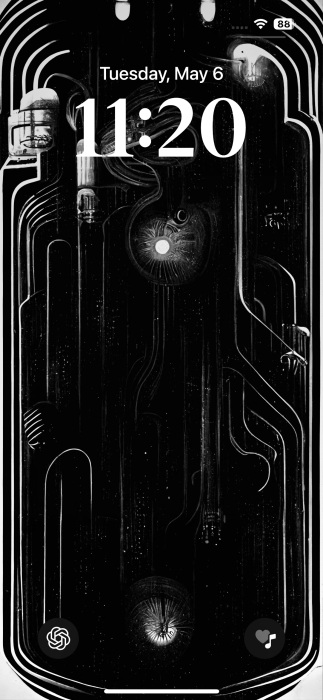 iPhone lock screen with new shortcuts.