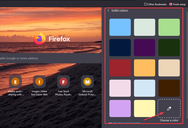 Choose A Color New Tab Background Firefox
