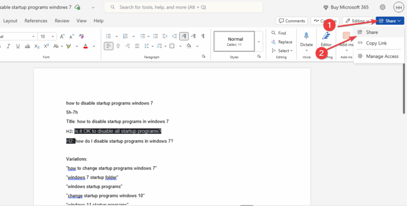 Click Share Microsoft Word Doc
