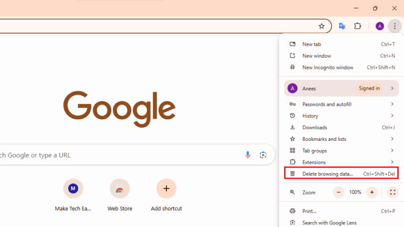 Delete Browsing Data