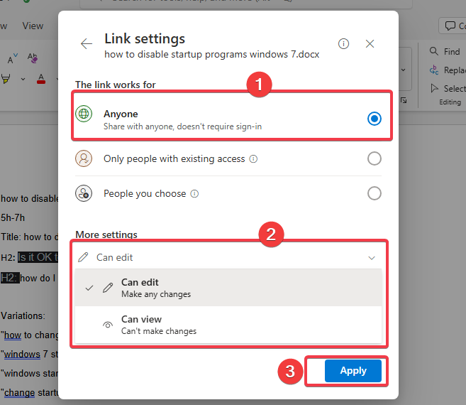 Edit File Sharing Settings