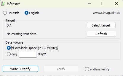 Scanning an SD card with H2testw.