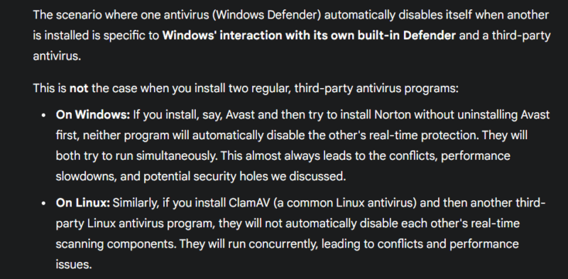 Gemini giving extra info about Linux in Windows question