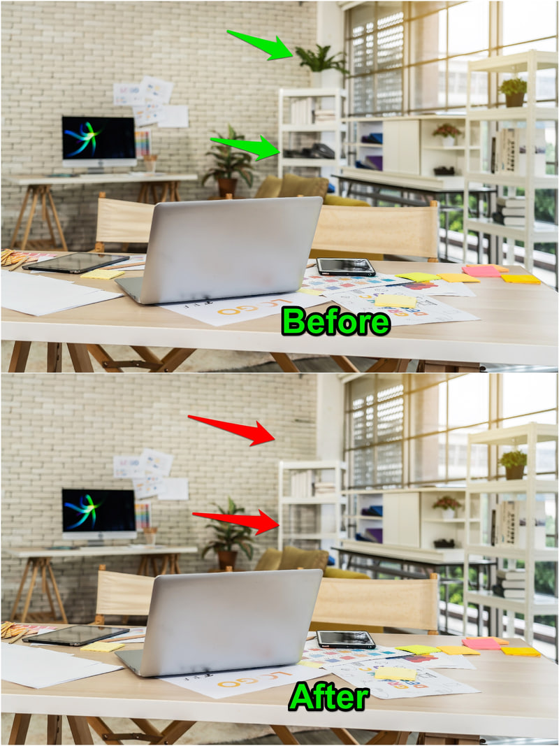 Comparison photos of generative erase in use