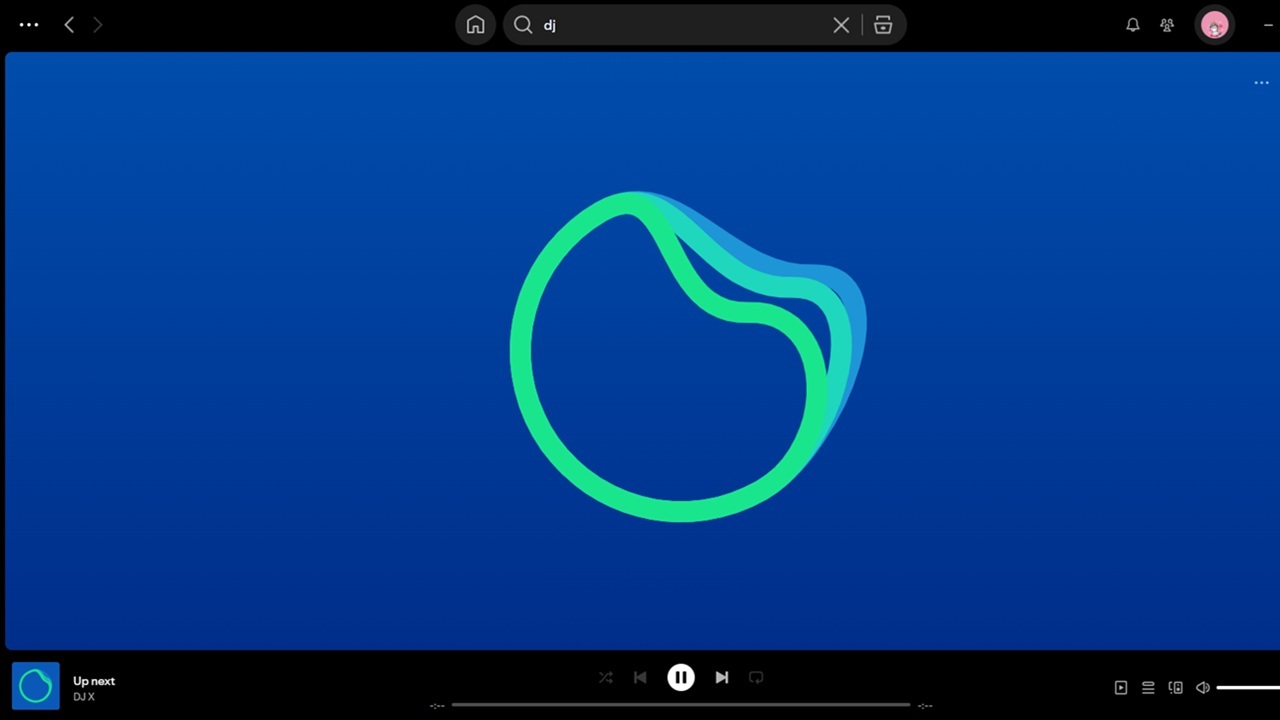 Spotify DJ on desktop.