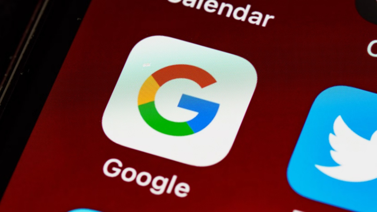 Google app icon on phone.