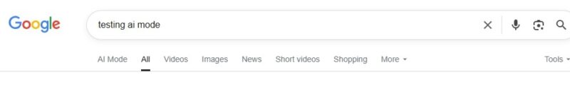 AI Mode under the Google search box.