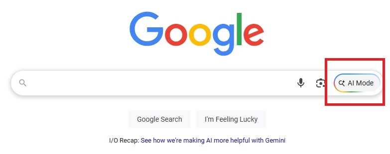 Using the AI Mode button in Google.