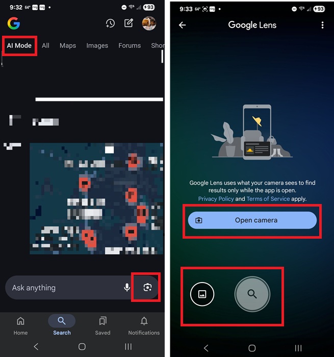 Using Google Lens in AI Mode in Google app.