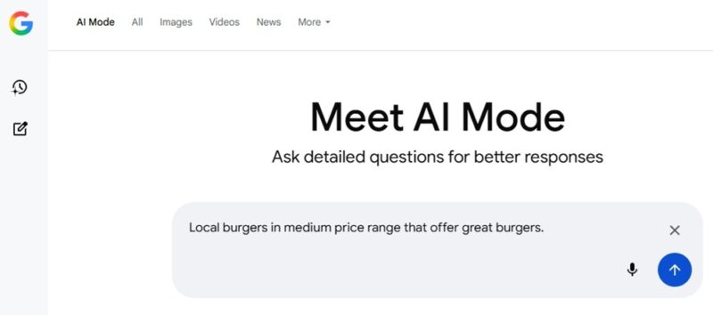 Trying a query to find local restaurants.