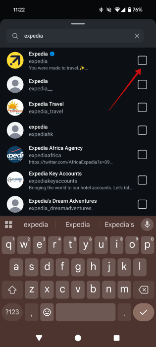 Sending Reel to Expedia account on Instagram. 