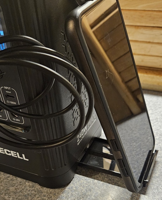 Using the built-in phone stand.