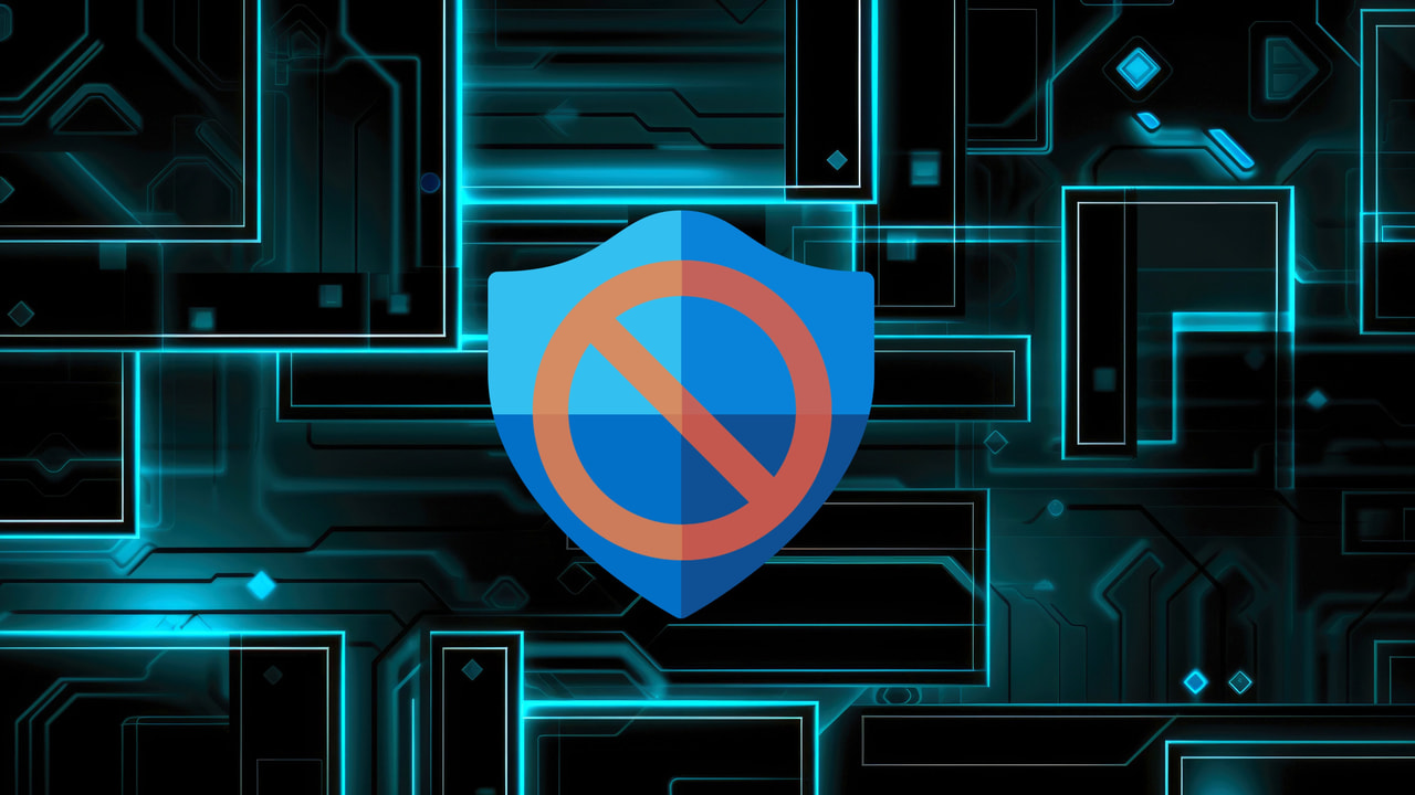 Microsoft Defender Icon On Tech Background with disable sign