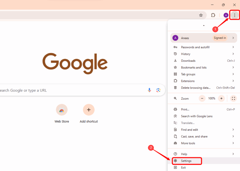 Open Chrome Settings