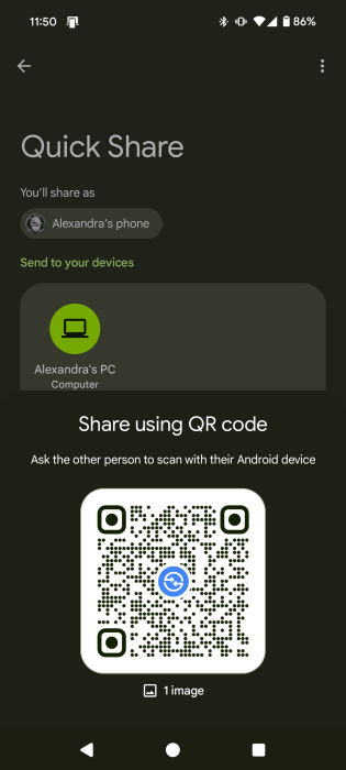 Sharing file using QR code on Android device. 
