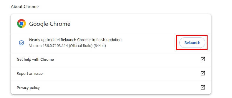 Relaunch Chrome
