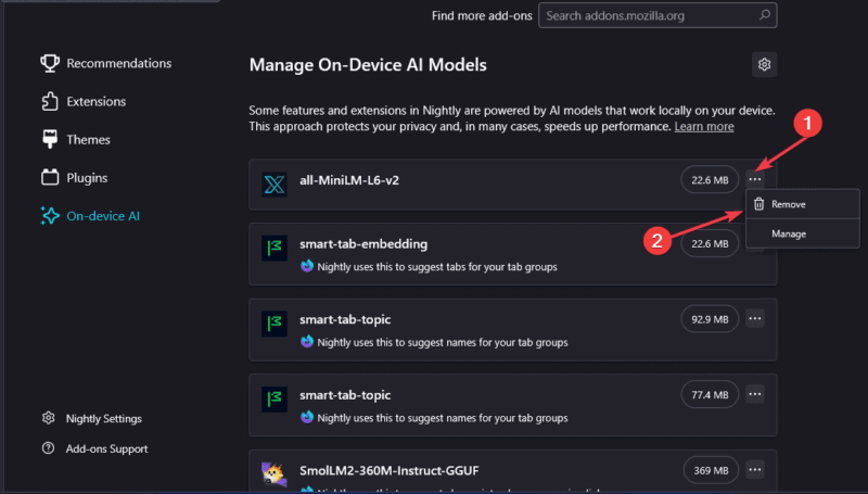 Remove Ai Models Firefox