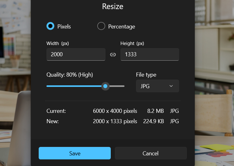 Resize Image options