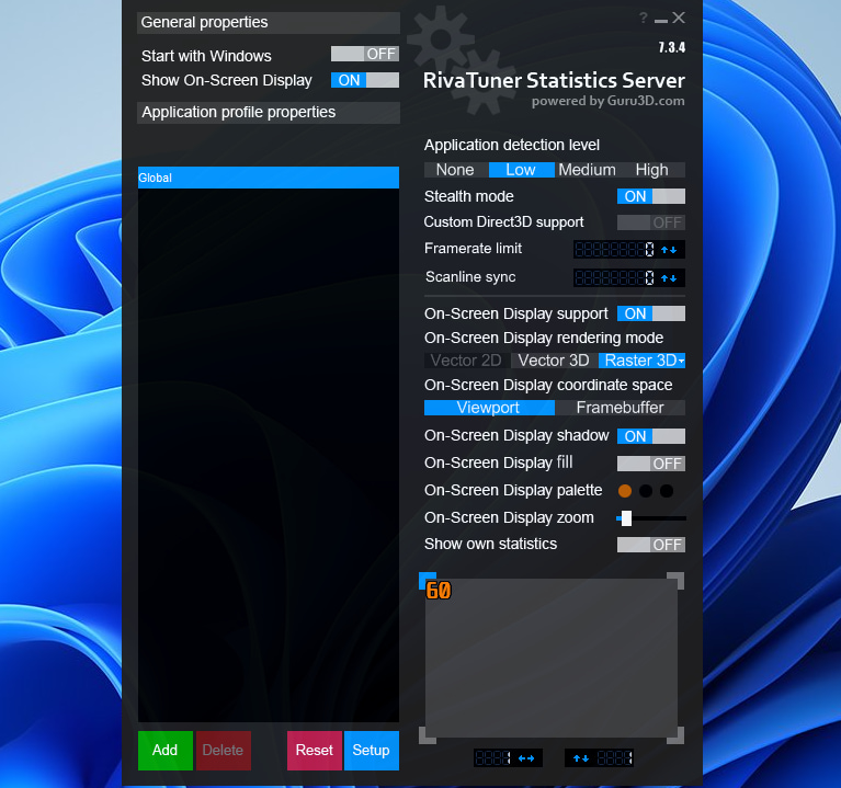 RivaTuner standalone app Settings
