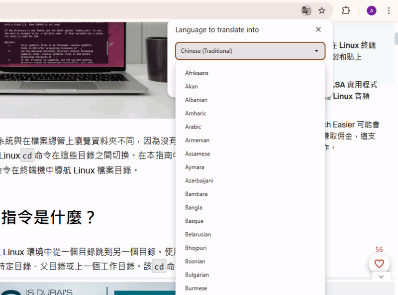 Select Language To Translate Into