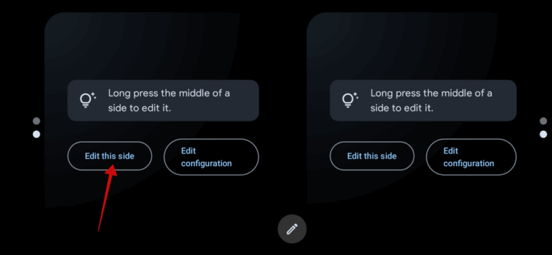 Tapping "Edit this side" option in StandBy Mode Pro app.
