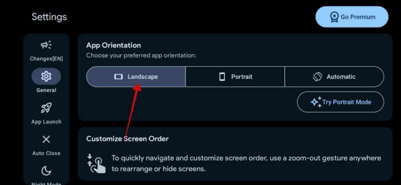 Switching to "Landscape" in "App Orientation" in StandBy Mode Pro app settings.